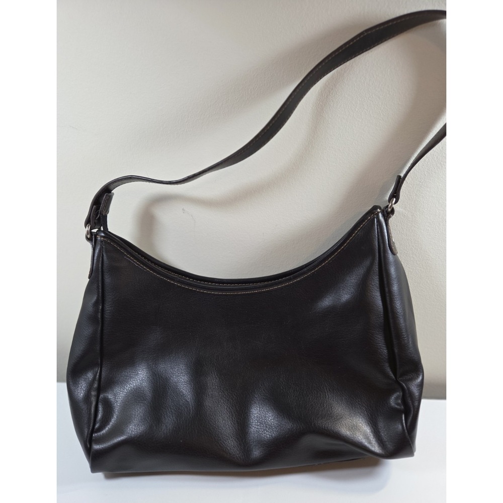 Relic Black Leather Purse w/ Laser Cutouts  Brown Stitching‎ Zipper Closure - Picture 3 of 15